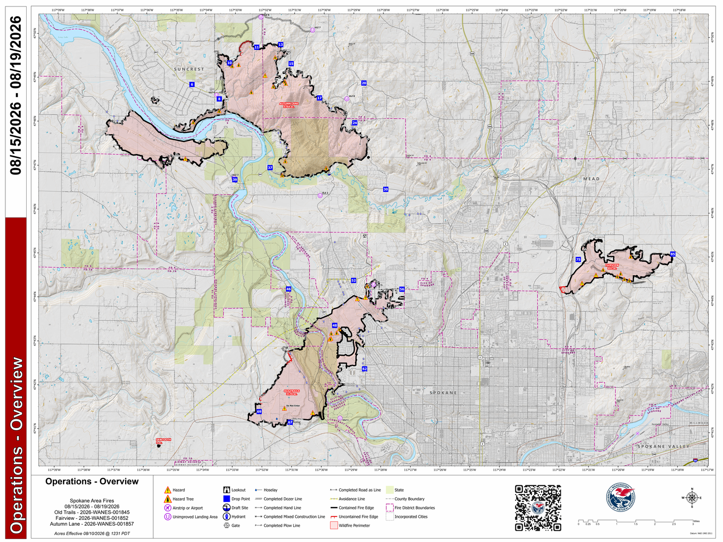 Official Spokane Area / Complex fires operations overview map from incident products.